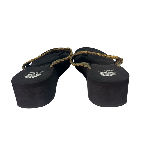 Yellow Box Brown Floral Woven Platform Thong Chunky Flip Flops Boho Y2K Size 8.5 - Picture 5 of 10